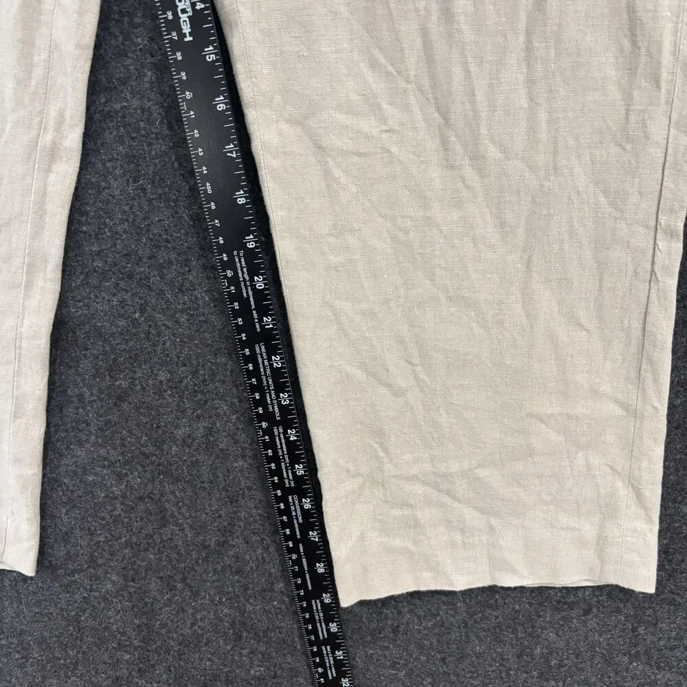 Alan Flusser Pants Men's 36x30 Beige Linen Blend Dress Casual Flat Front